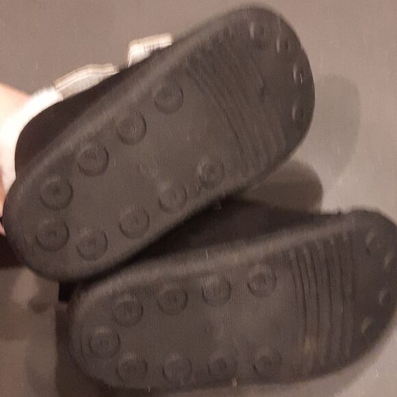 Black Suede Booties with Fleece Lining and Velcroe Closure - Picture 5 of 8